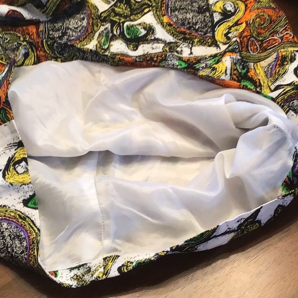 Vintage multi pattern bright linen skirt - Picture 5 of 10